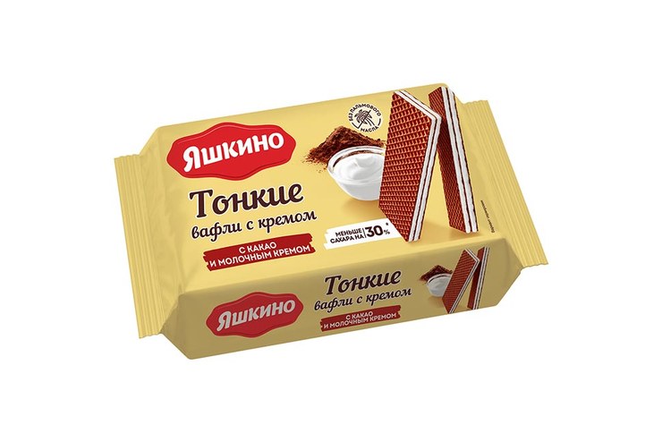 Яшкино вафли тонкие молоко какао 144 гр