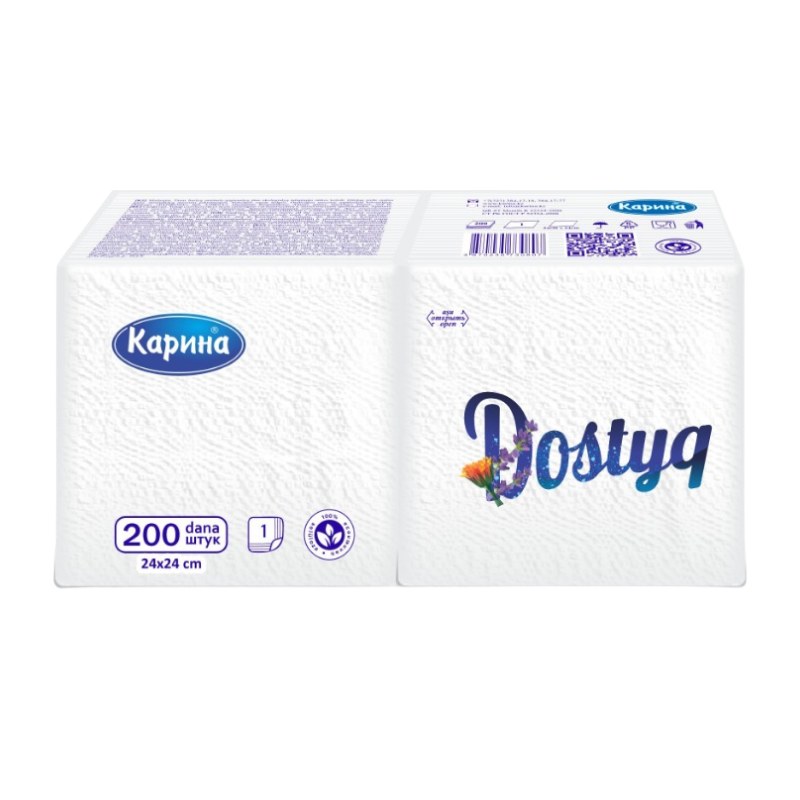 Карина Dostyq Бум. салфетки 24x24 200шт
