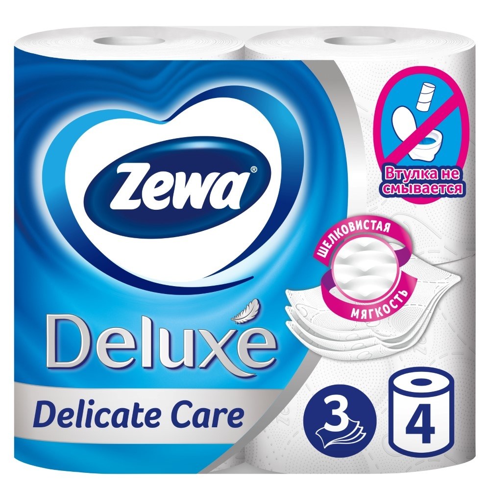Туалетная б. Zewa Deluxe 4в1 3х слойная в ассор