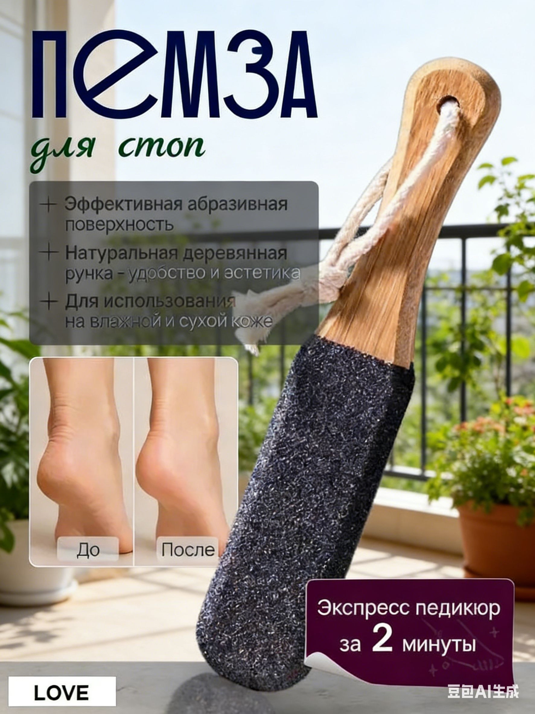Solimbero Деревян. Пемза для ног 1шт