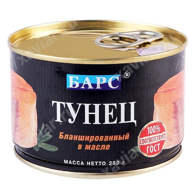 Барс Тунец бланшированный в масле 250гр