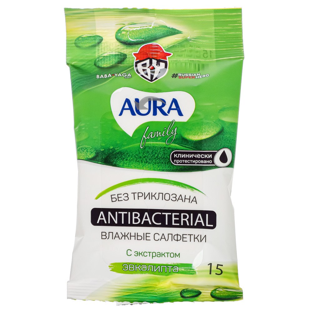 Aura Derma Антибак. Влажные Салфетки 15шт