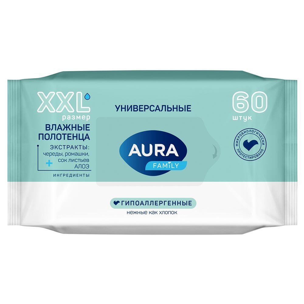 Aura Family Унив. Влажные Полотенца 60шт