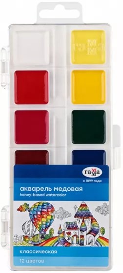 Акварель медовая 12цветов A0112