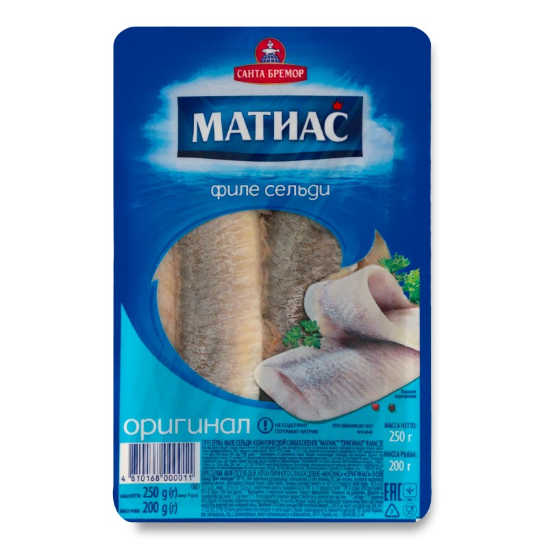 Санта Бремор Матиас Сельдь филе в масле 250гр