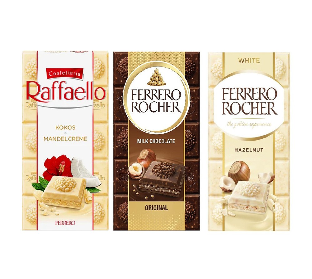 Rocher and Raffaello плит. шоколад в ассор. 90гр
