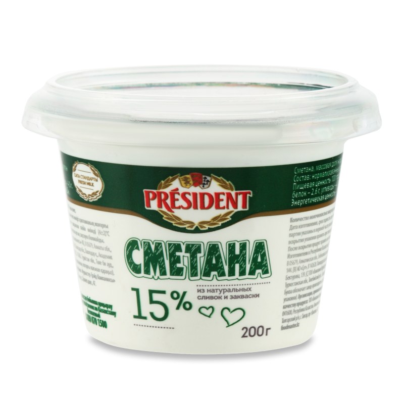 President Сметана 15% 200гр