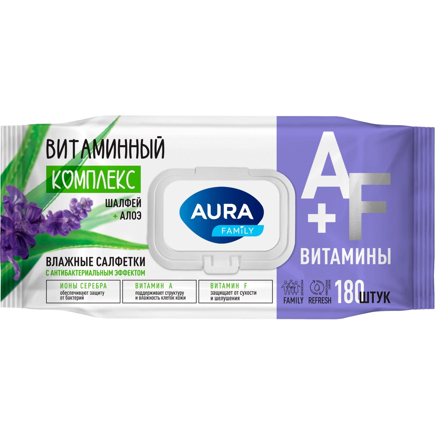Aura Family Влаж. салфетки 180шт