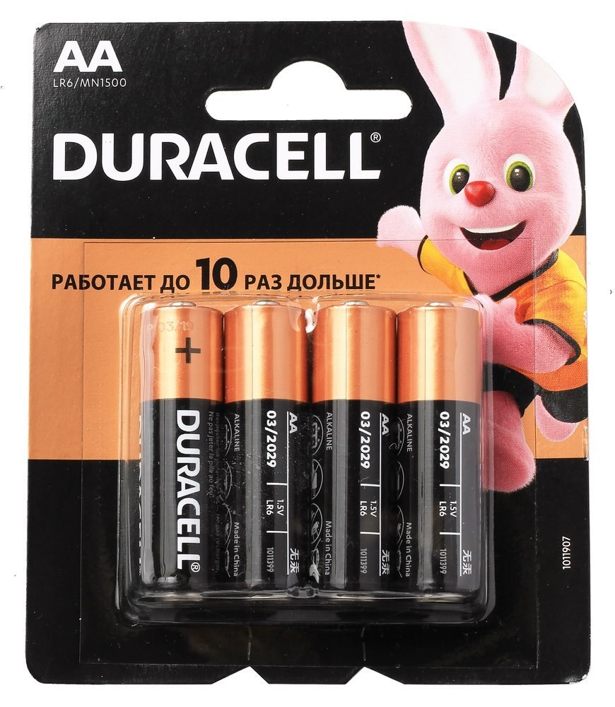 Duracell батарейки AA 4шт