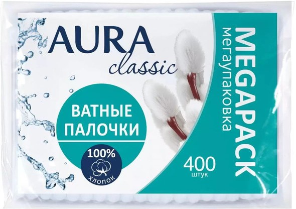 Aura Ватные Палочки  п.э 400шт