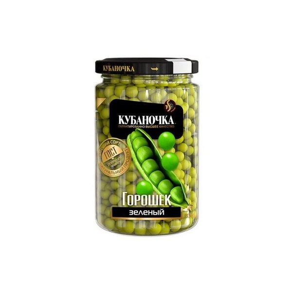 Кубаночка Зеленый горошек c/б 370гр
