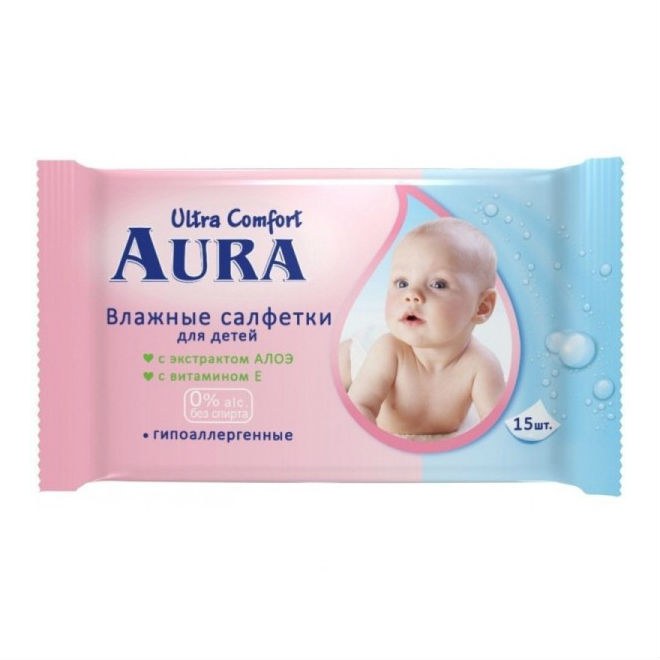 Aura Детские Влажные Салфетки 15шт