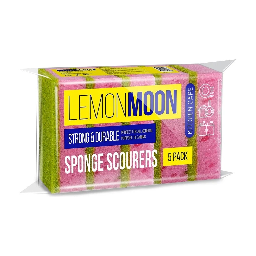 Lemon Moon Губка для посуды 100x71x29 5шт  Поролон L006