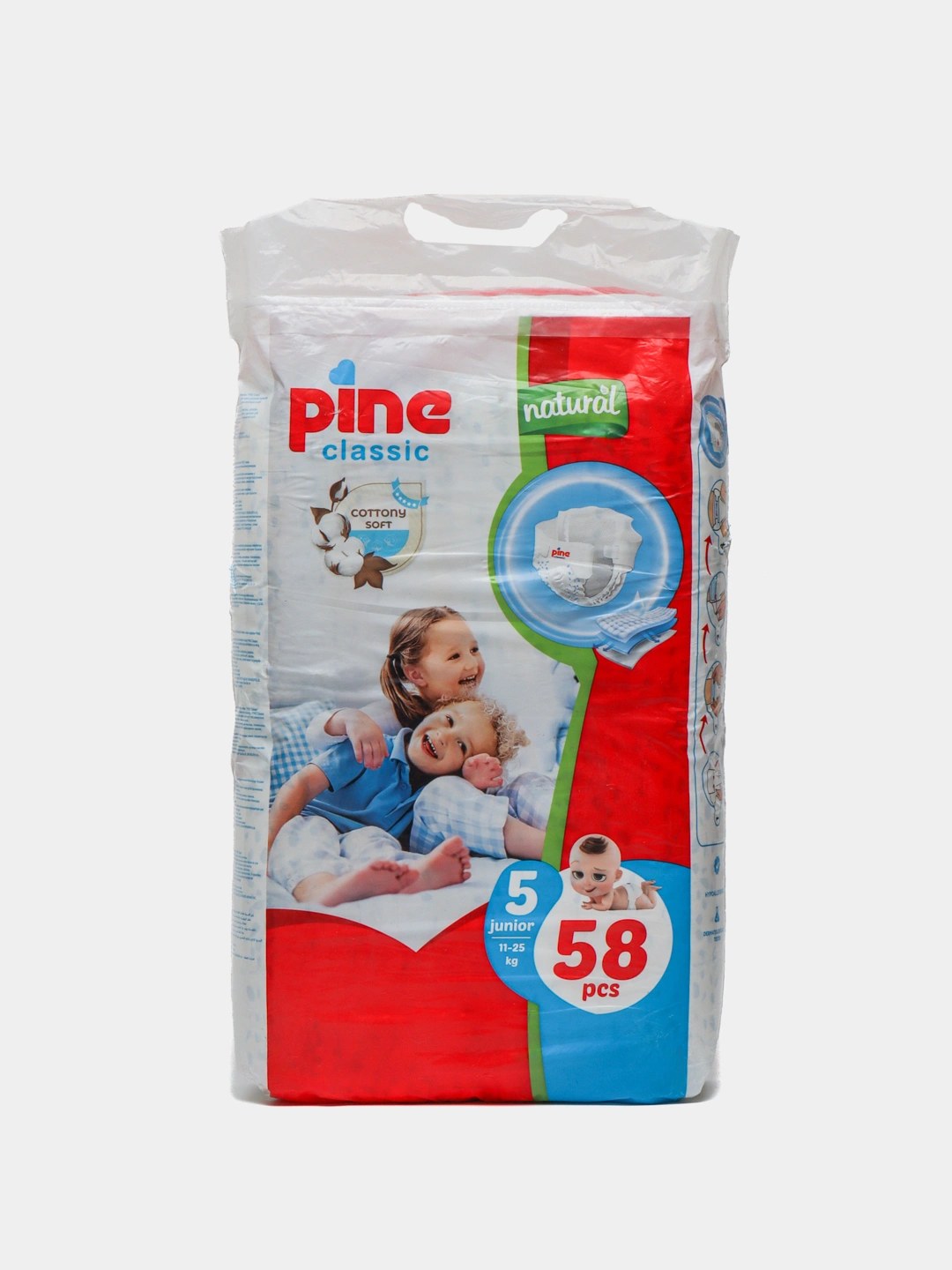 Pine Soft подгузники 5 джуниор 56шт