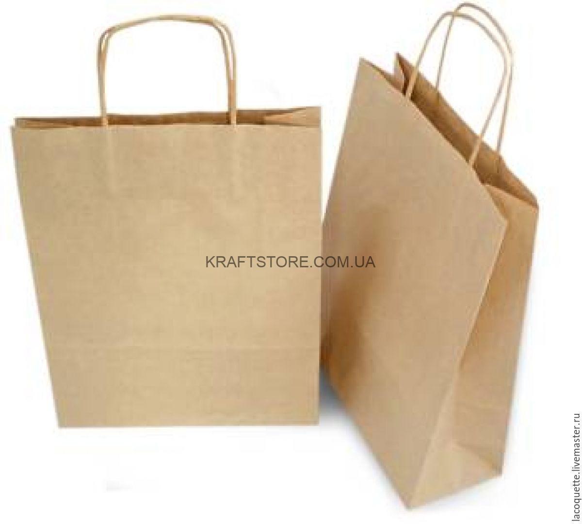 Крафт Бумажные Пакеты с ручкой 31x26см 1шт №720