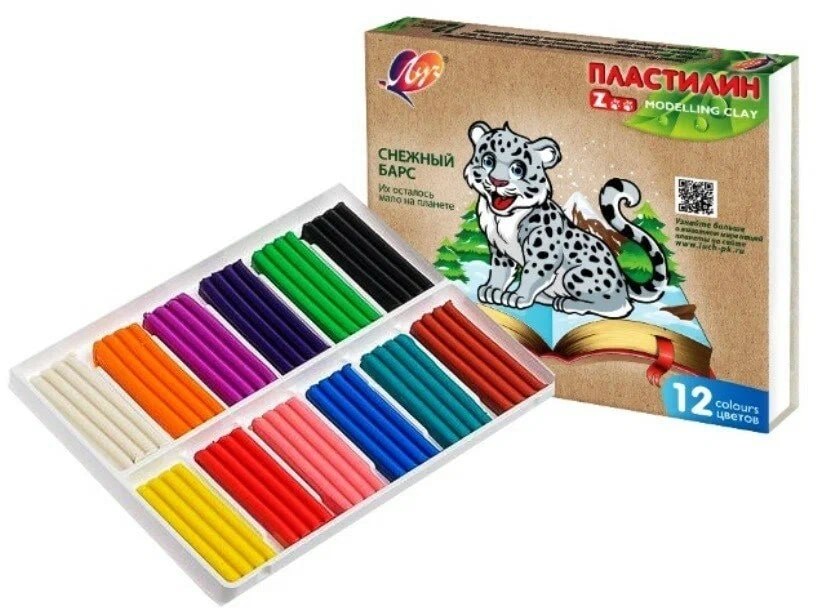 Пластилин Лучь Zoo 12цветов