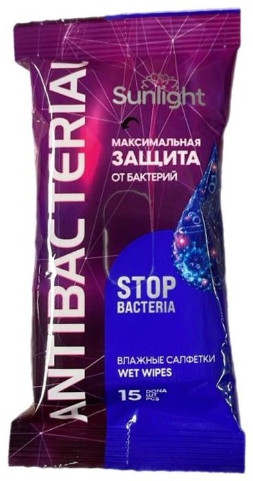 Sunlight вл. салфетка Antibacterial 15шт