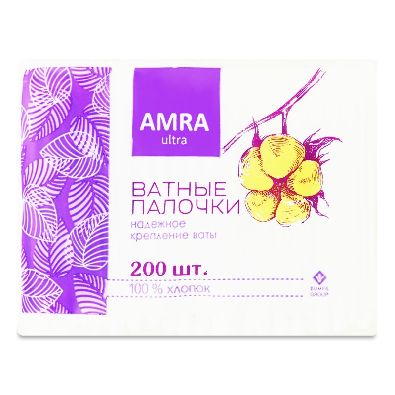 Amra Ват. палочки пласт. прямоугольник 200шт