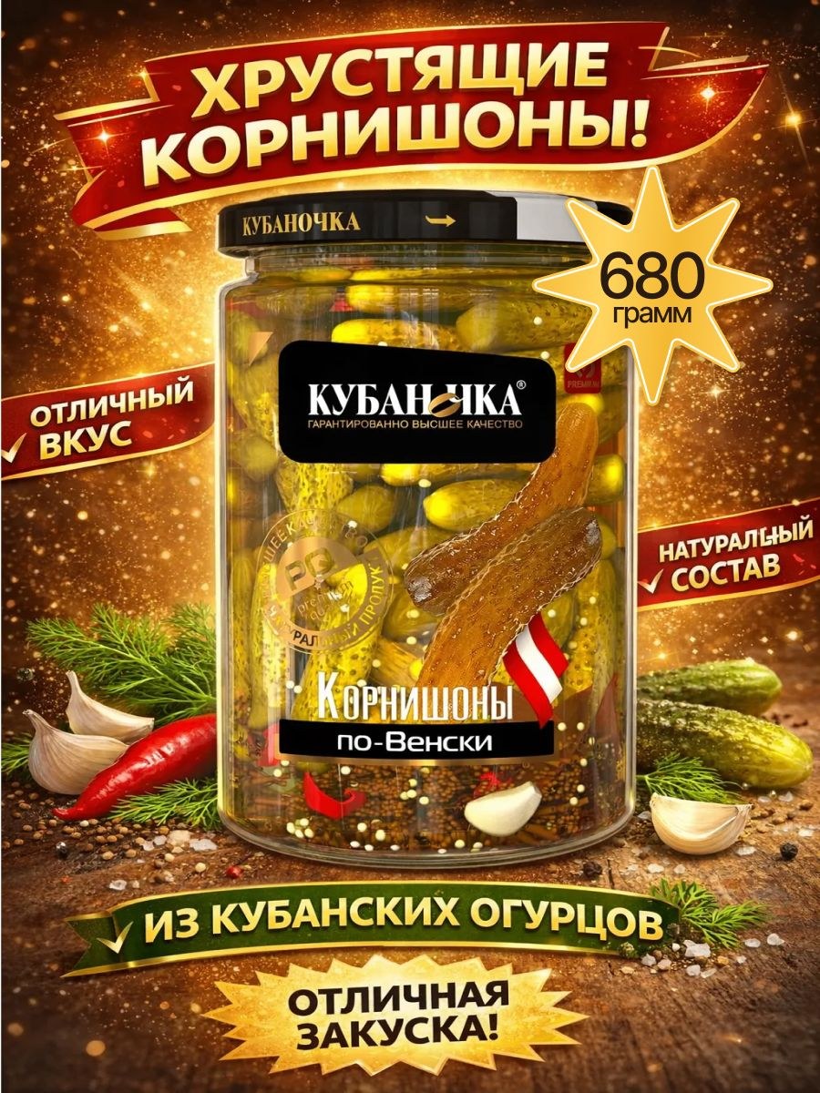 Кубаночка корнишоны по-Венски 680гр