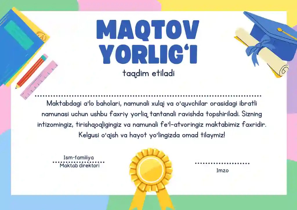Maqtov Yorlig'i A4