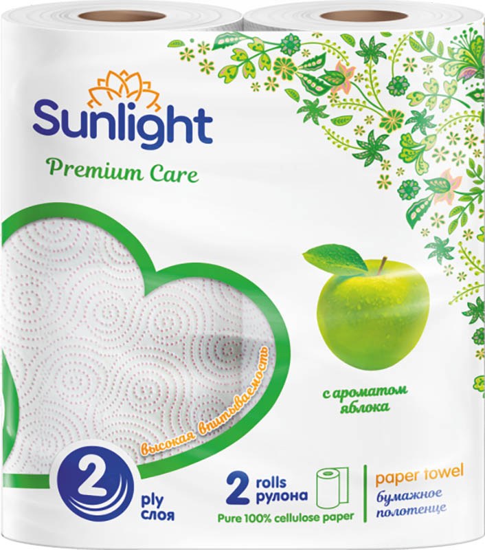 Бумаж. полотенце Sunlight 2х слойная 2 шт в ассор.