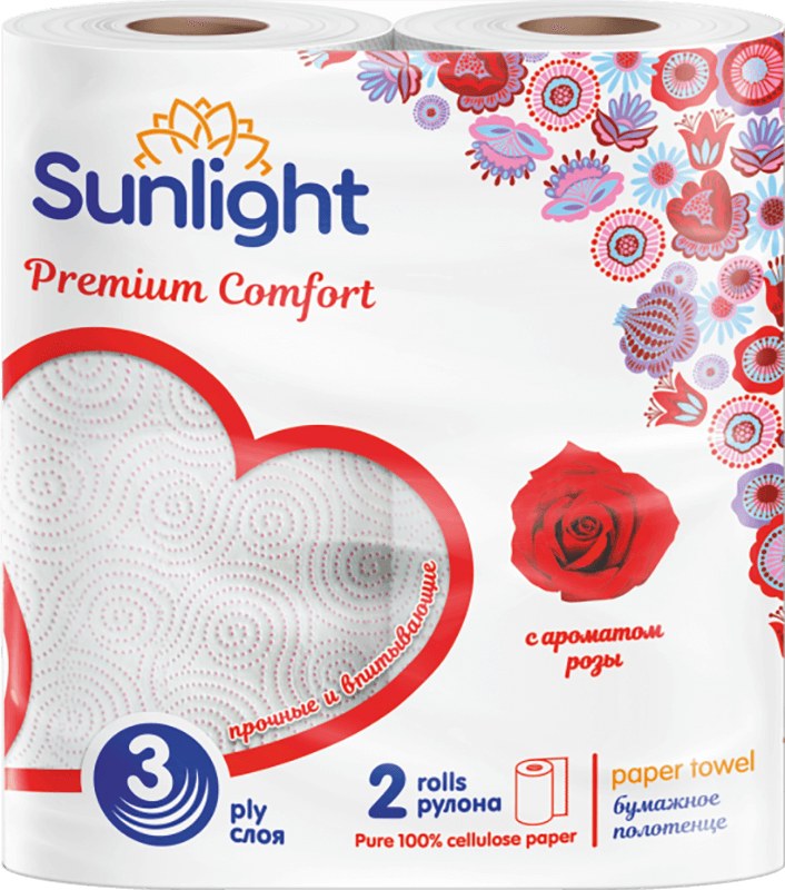 Бумаж полотенце Sunlight 3х слойная 2 шт в ассор.