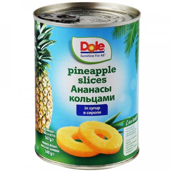 Dole Кольца ананаса в сиропе 567гр