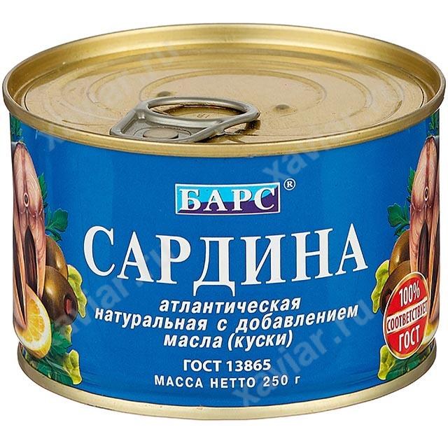 Консервы "Барс" Сардина в масле 250 гр