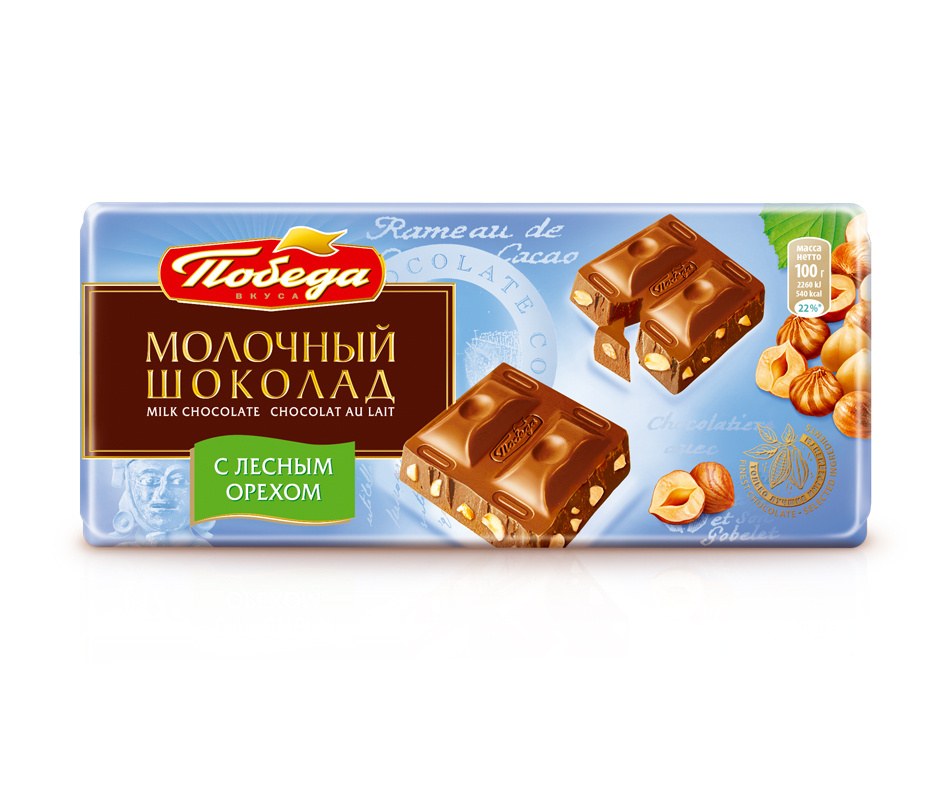 ST Победа молоч. шоколад с лес. орехом 100гр