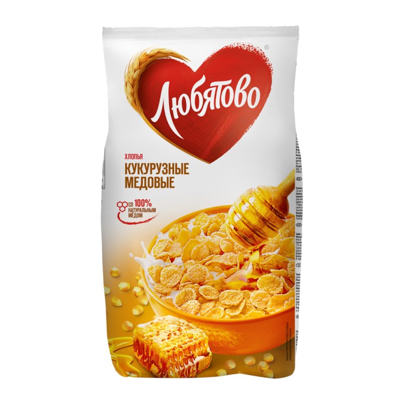 Любятово Хлопья кукуруз и мед 250гр