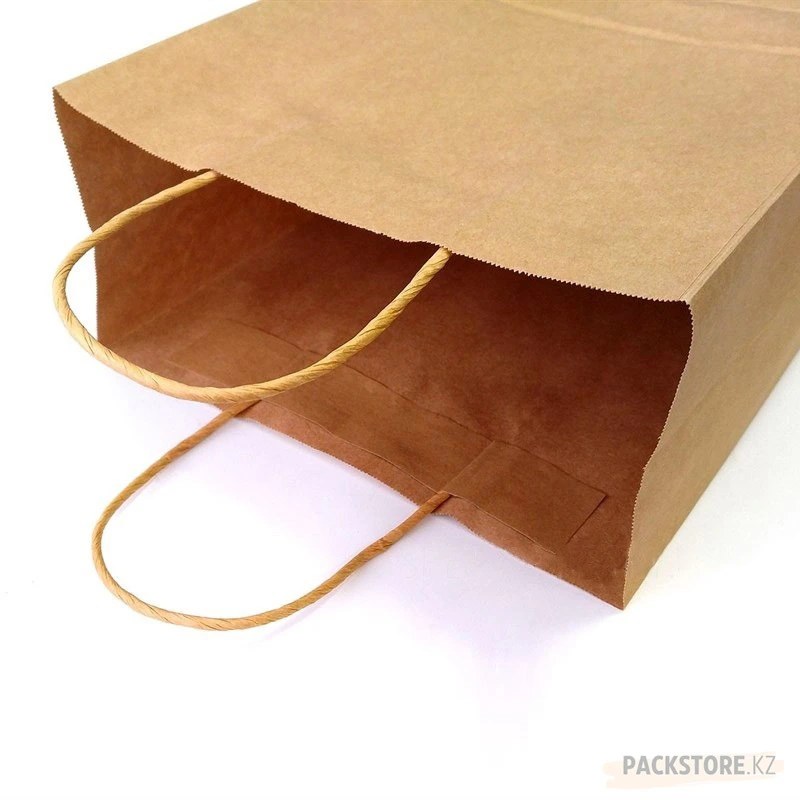 Крафт Бумажные Пакеты с ручкой 20x15см 1шт №1200